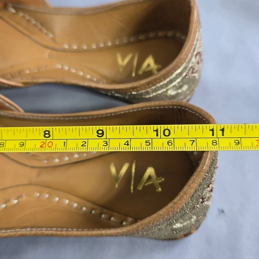 Jutti Khussa Shoes Size‎ 6 Mens Gold Red Heart Embroidered Leather 10.5 Insole